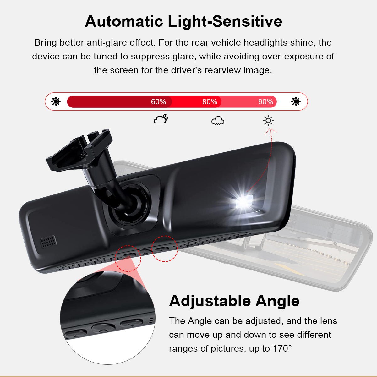 8.9" HD Streaming Rear View Mirror Camera for Tesla Model 3 & Y – 170° Wide Angle